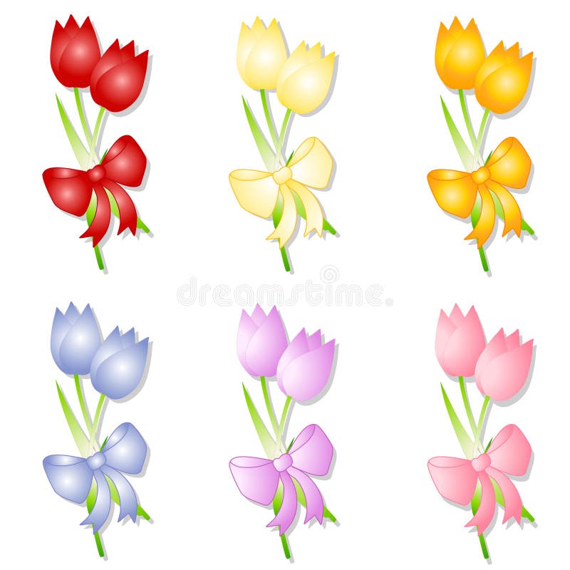 Assorted Spring Tulips With Bows