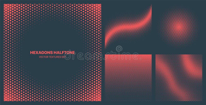 Assorted Various Contrast Red Blue Halftone Hexagonal Dot Texture Vector Pattern vector illustration