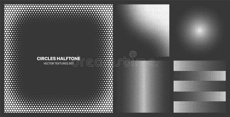 Assorted Various Contrast Halftone Circle Dot Textures Vector Pattern Background stock illustration