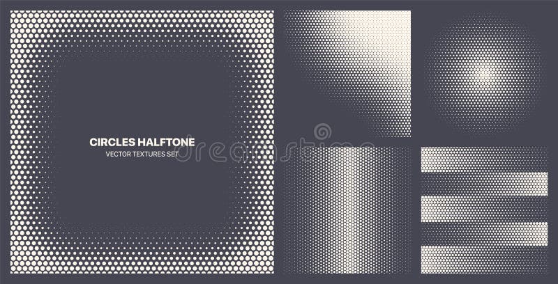 Assorted Various Contrast Halftone Circle Dot Textures Vector Pattern Background stock illustration