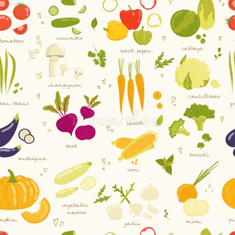Assorted vegetable vector seamless pattern royalty free illustration