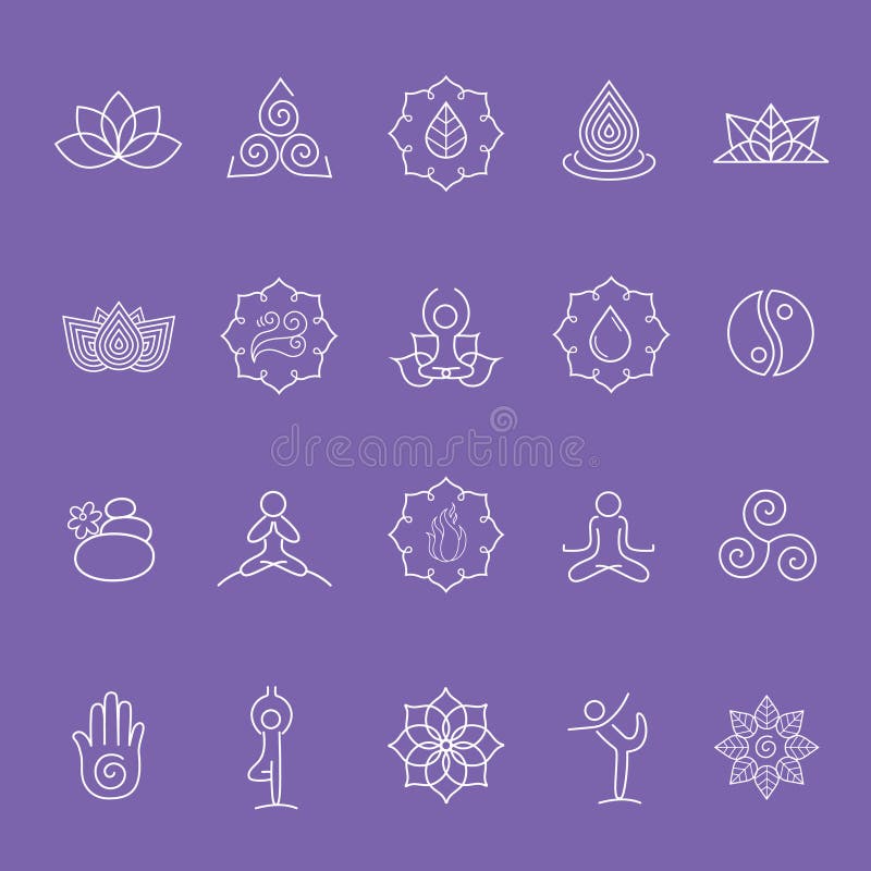 Assorted Yoga Symbol Set. Vector Illustration Decorative Design Stock ...
