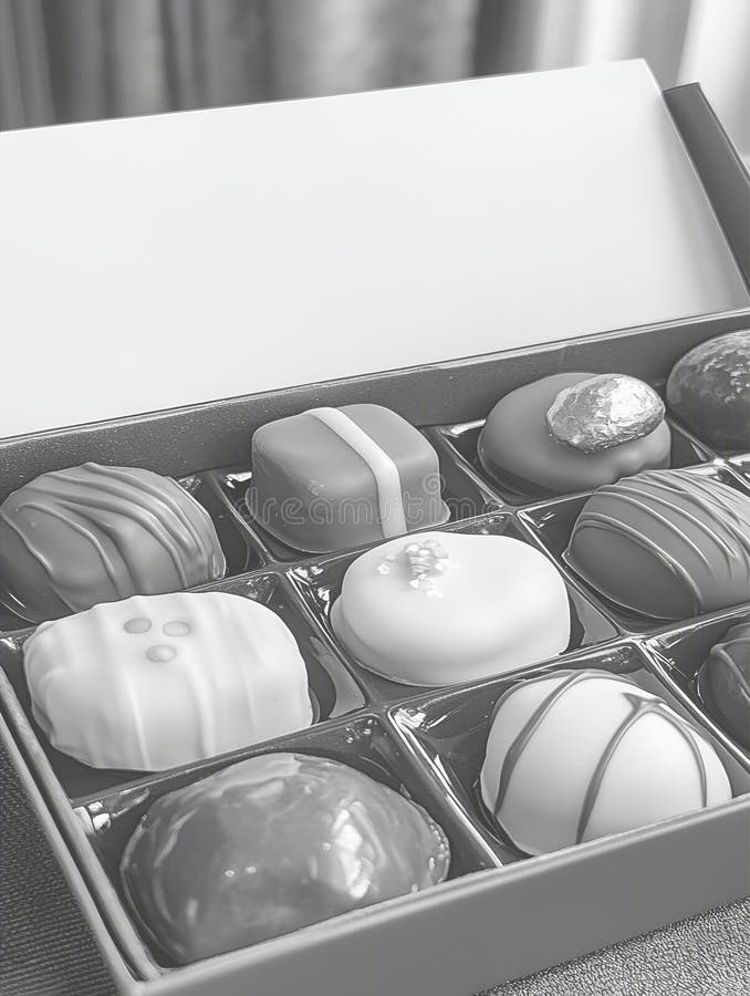Assortiment gourmand de chocolats élégants dans boîte cadeau Confections délicieuses illustration de vecteur