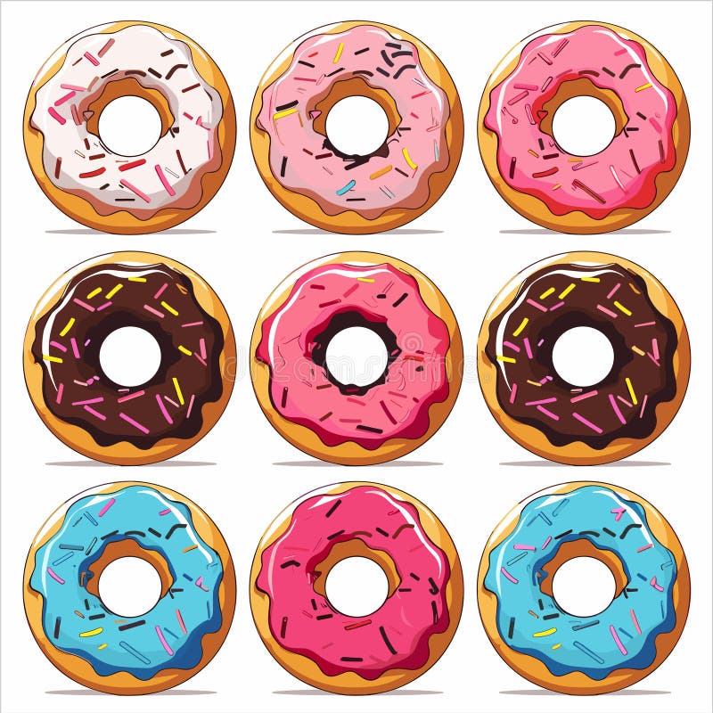 Assortimento di ciambelle colorate di colore glassate di cotenna per dolci in pasticceria. panetteria di snack delizioso royalty illustrazione gratis