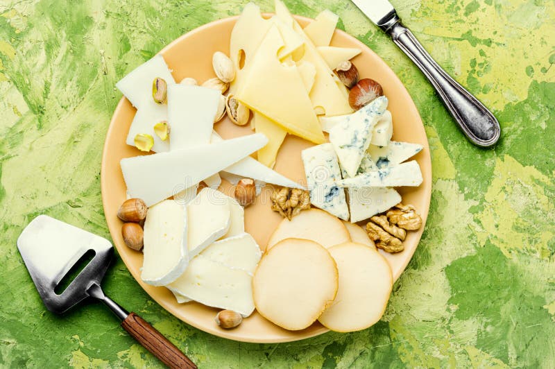 Assortment Of Swiss Cheeses Emmental Or Emmentaler Mediumhard Cheese