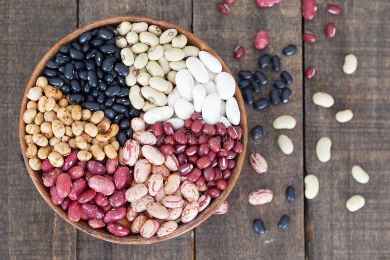 Assortment of different types of beans royalty free stock images