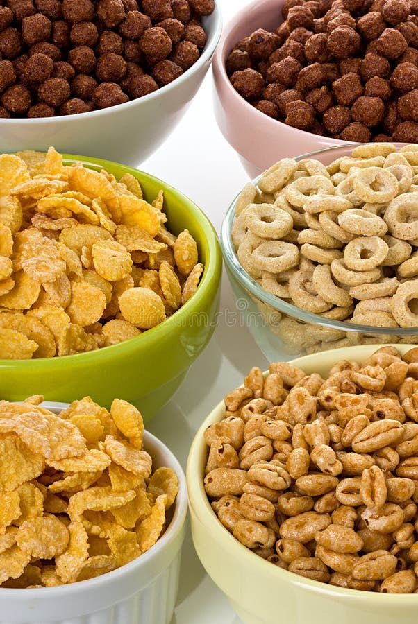 Assortment Dry Cereal, Flakes for Breakfast Stock Photo Image of