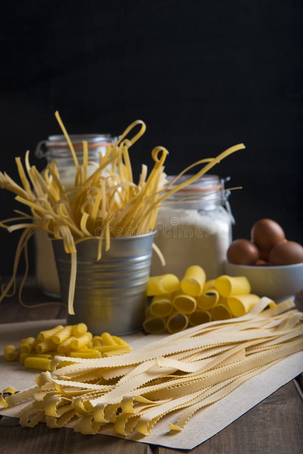 Assortment Of Homemade Fresh Egg Pasta Stock Image Image of classic