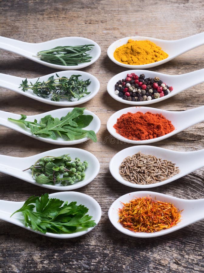Assortment of Indian Spices and Herbs Stock Image Image of