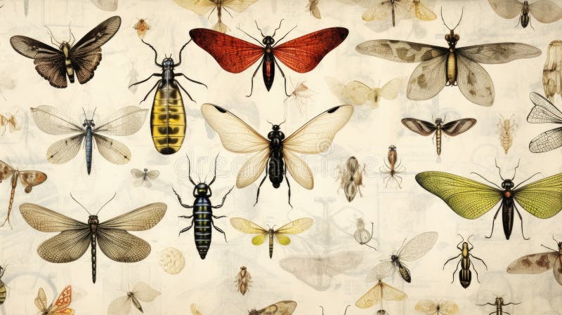 Assortment of insects on a wall, suitable for educational materials