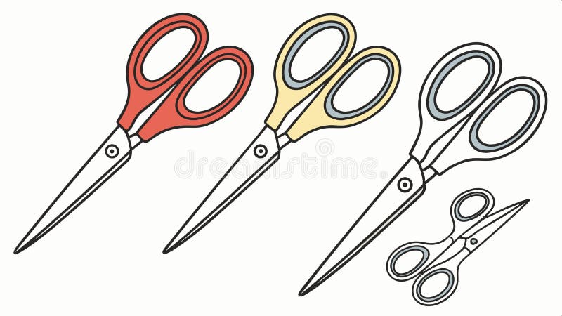 Assortment of sharp cutting tools featuring various types and sizes of scissors. vector design Generative AI stock illustration