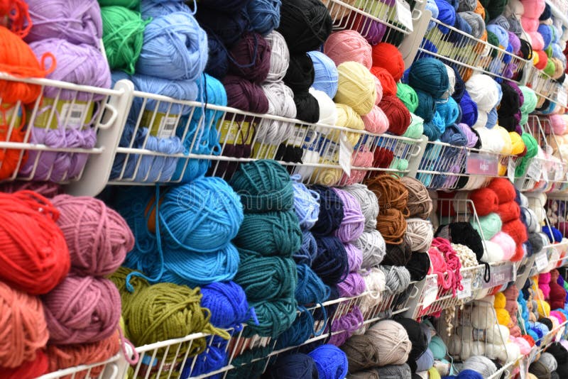 An Assortment of Skeins of Yarn in a Store. Knitting Stock Image