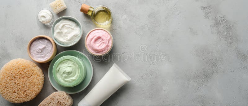 The assortment of skincare products for a tranquil spa experience. image. Pampering experience stock images, royalty-free photos and pictures