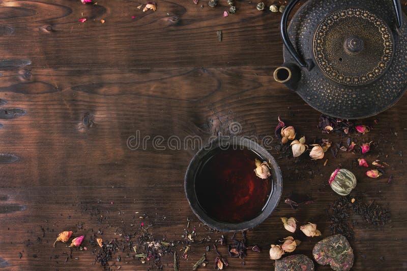 Assortment of tea as background