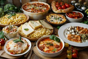 Assortment Of Traditional Italian Dishes Italian Food Stock Assortment Of Traditional Italian Dishes Italian Food Stock