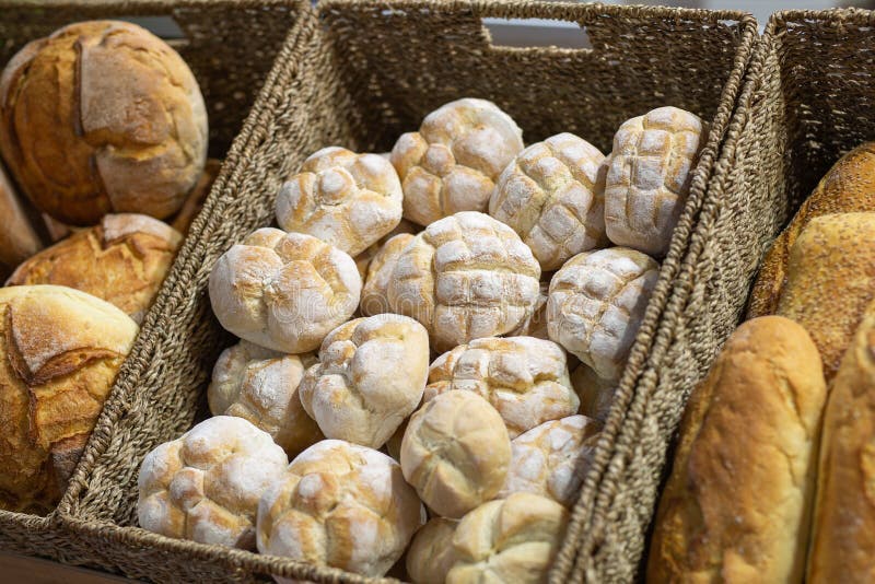 Assortment of Various Types of Italian Bread in a Bakery Stock Photo