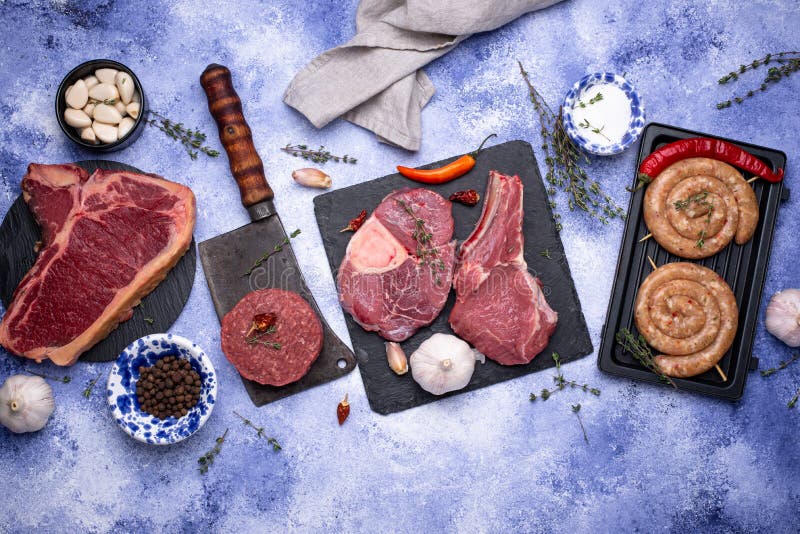 Assortment of various types of meat royalty free stock photo