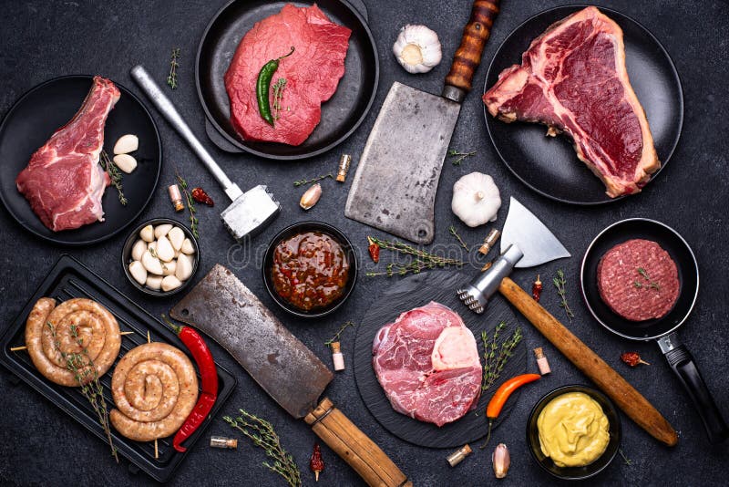 Assortment of various types of meat stock image