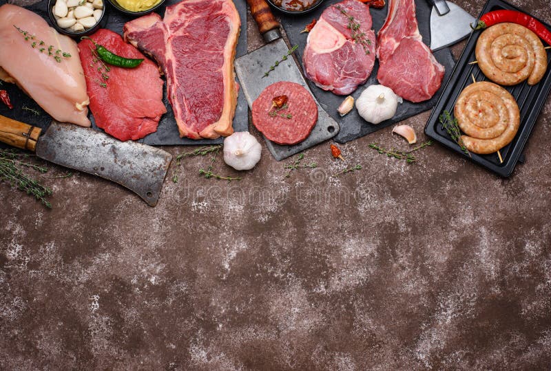 Assortment of various types of meat royalty free stock images