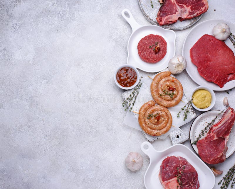 Assortment of various types of meat stock photo