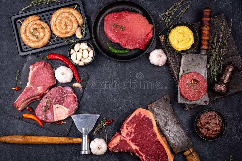 Assortment of various types of meat royalty free stock photography