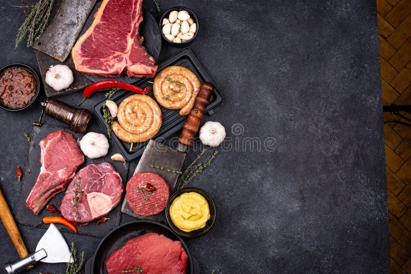 Assortment of various types of meat stock image