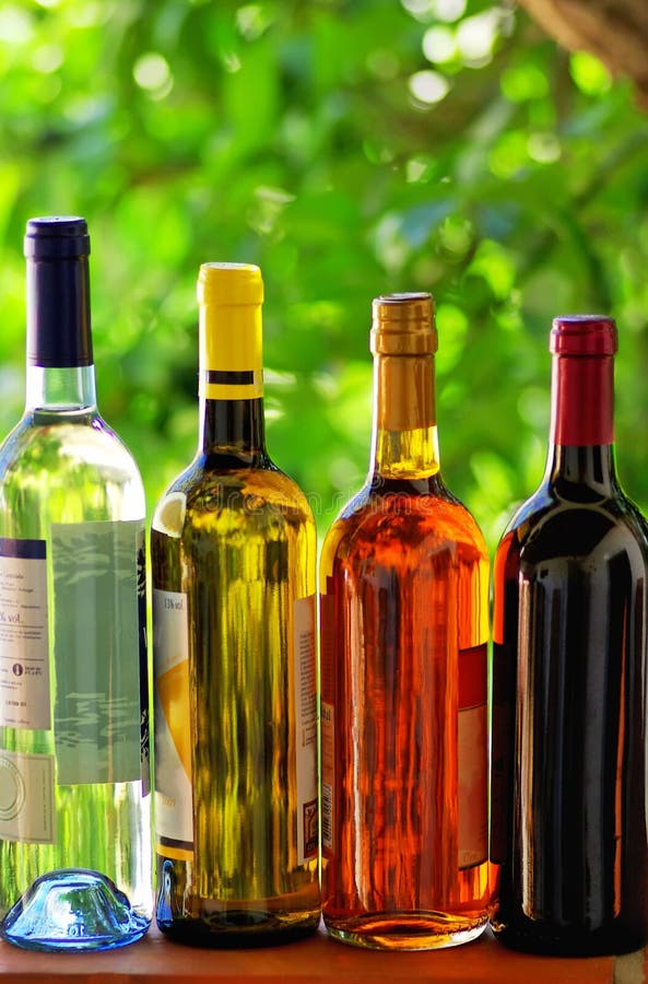 Bottles of Various Wines Closeup Stock Image Image of pink, neck 4081903