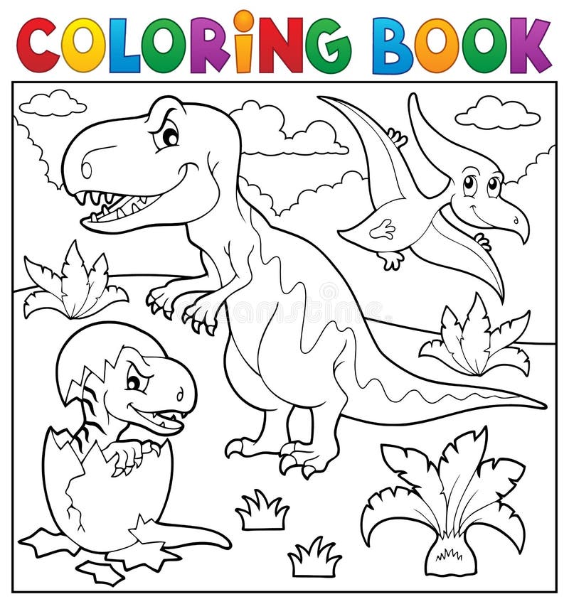 Desenho Composição Dinossauro Livro Colorir Eps10 Ilustração