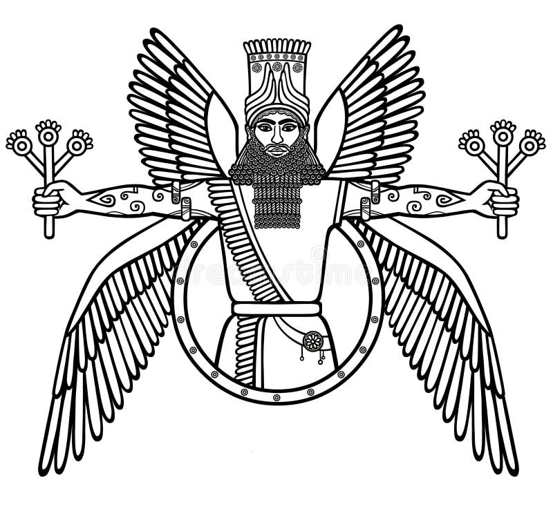 Assyrian antigo deidade voada Caráter da mitologia Sumerian