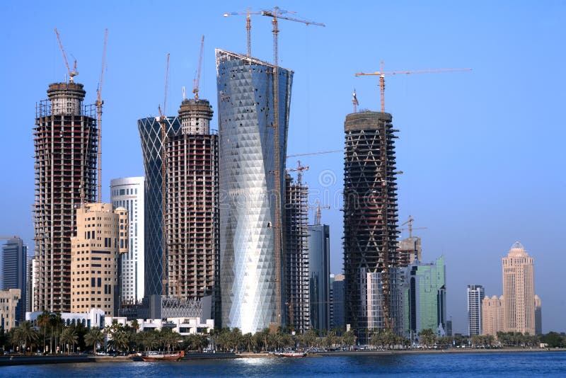 A view of towers unders construction in Doha, Qatar, on December 30, 2008. The Arabian Gulf emirate has been in the grip of a construction boom, fuelled by high energy prices and its emergence as the world's leading LNG supplier. A view of towers unders construction in Doha, Qatar, on December 30, 2008. The Arabian Gulf emirate has been in the grip of a construction boom, fuelled by high energy prices and its emergence as the world's leading LNG supplier