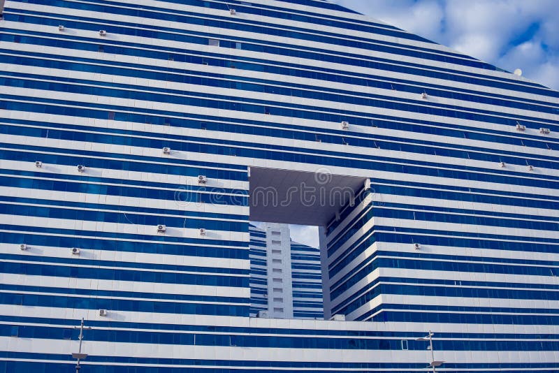 Astana, Kazachstan, 22 augustus 2018, skyline van wolkenkrabbers stock fotografie