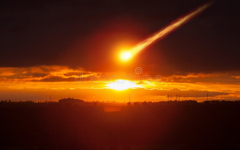 Asteroid impact, judgment day, end of world royalty free stock image