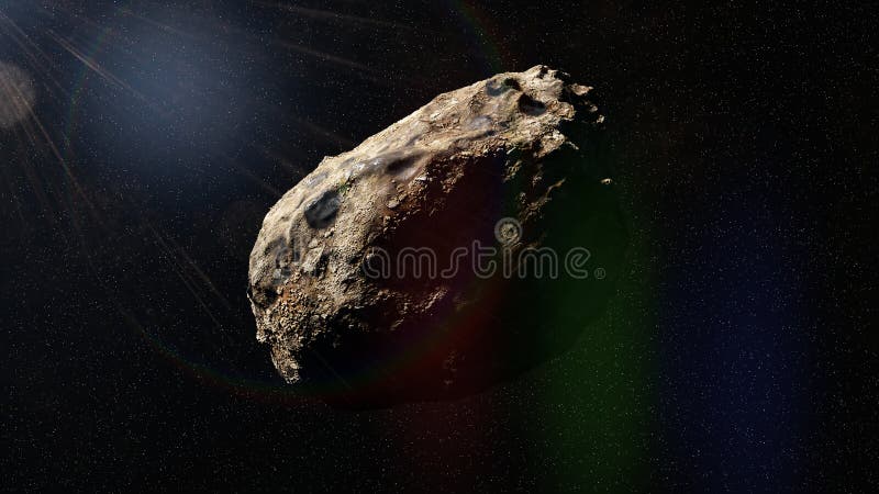 Asteroïde in diepe ruimte, zonnestelselobjecten het 3d teruggeven stock illustratie Asteroïde in diepe ruimte, zonnestelselobjecten het 3d teruggeven stock illustratie