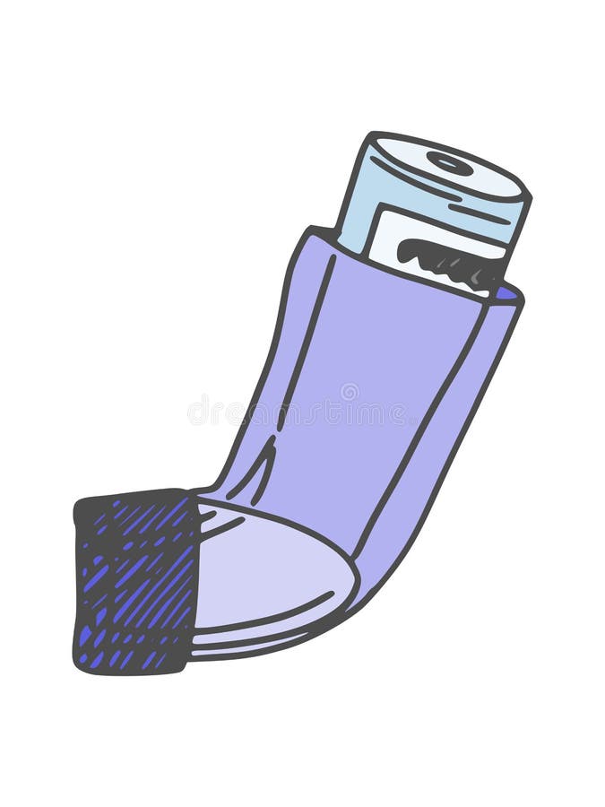 Asthma Inhaler Simple Drawing. Doodle Sketch New Stock Vector