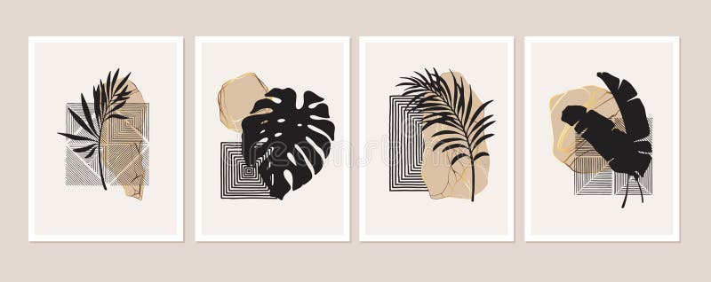 Astratta composizione geometrica minima delle opere d'arte del muro in bianco rosa beige. forme geometriche illustrazione di stock