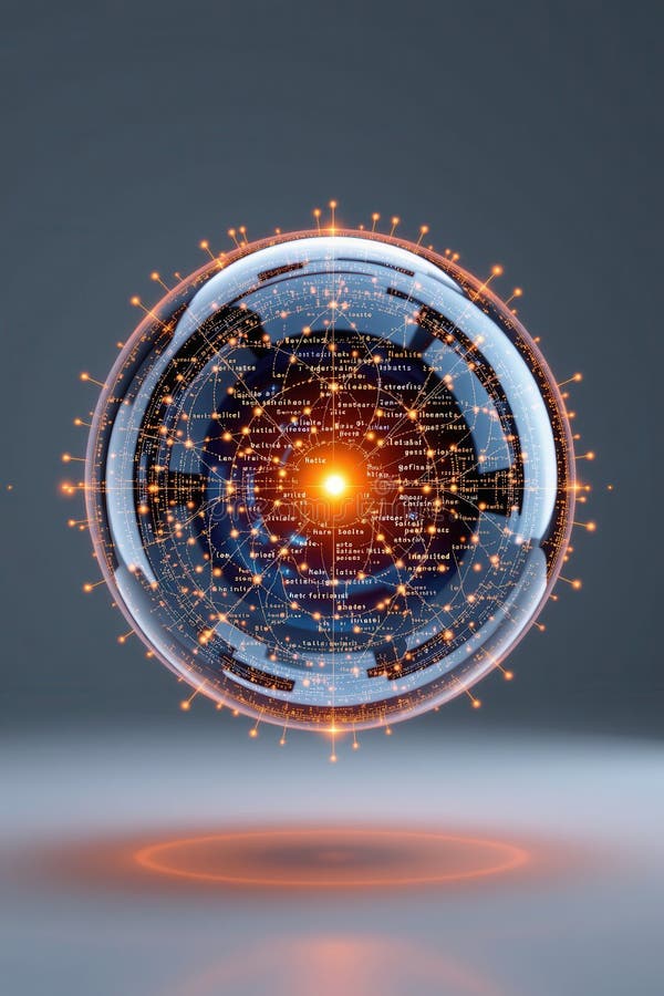 Astratta sfera di conoscenza dell'intelligenza artificiale in espansione con nuovi dati in ambiente 3d royalty illustrazione gratis
