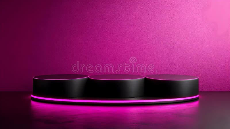 Astratto 3d rendering cilindri di neon rosa illustrazione vettoriale
