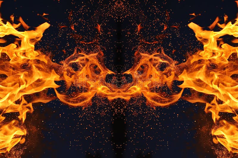 Abstraction, burning fire with sparks. Mystical type of butterfly or monster. Abstraction, burning fire with sparks. Mystical type of butterfly or monster