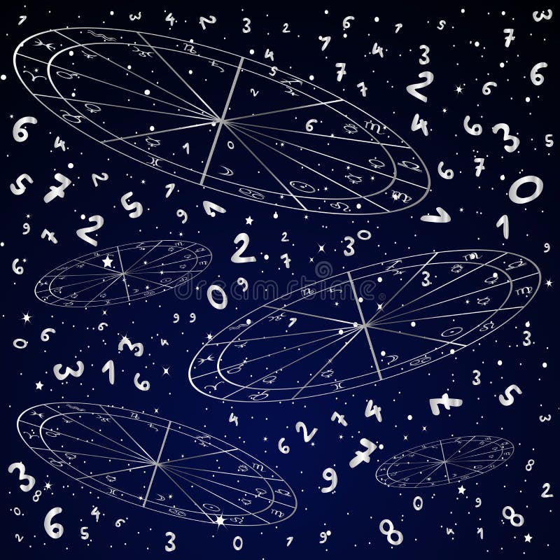 Astrologi- och numerologybegrepp royaltyfri illustrationer
