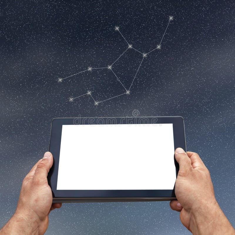 Astrologia, oroscopo, tecnologia e concetto della gente Vergine Const immagini stock Astrologia, oroscopo, tecnologia e concetto della gente Vergine Const immagini stock