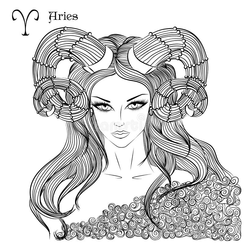 Download Astrological Sign Of Aries As A Beautiful Girl Stock Vector - Illustration of illustration ...