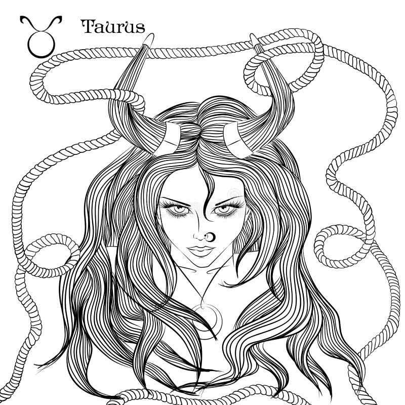 Astrological Sign of Taurus As a Beautiful Girl Stock Vector ...