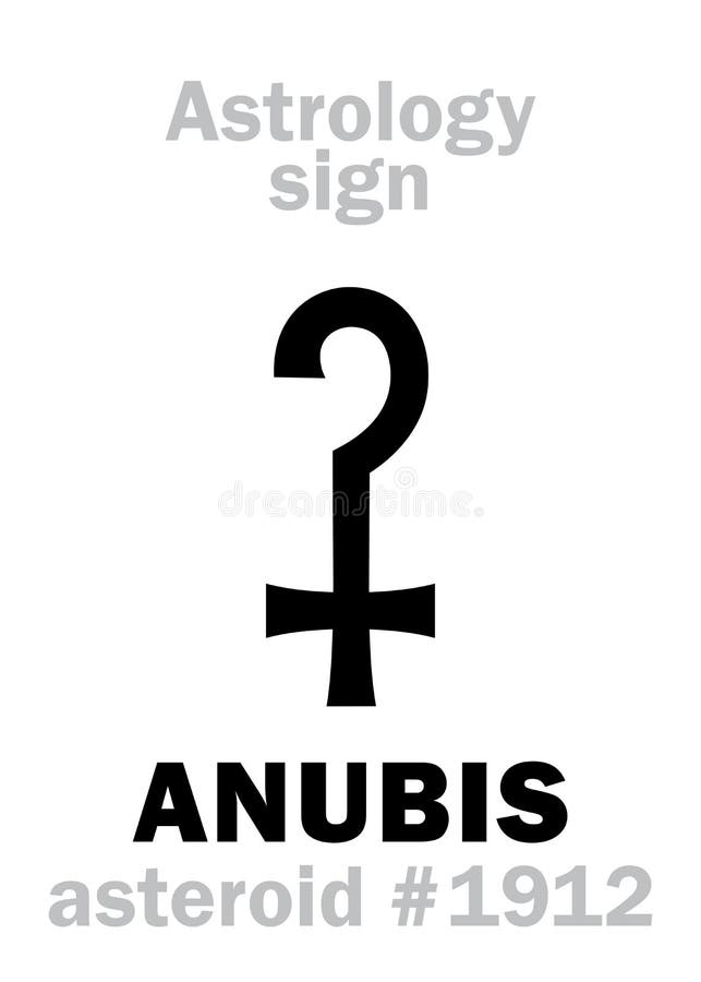 Astrologie: sternartiges ANUBIS. Astrologie-Alphabet: ANUBIS Anpu, Asteroid 1912 Einzelnes Symbol des Hieroglyphencharakter-Zeichens