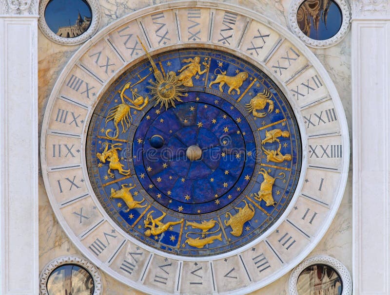 Zodiac clock stock image. Image of blue, golden, ancient 34433455
