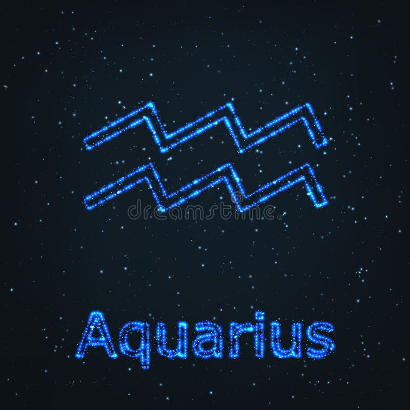 Astrology Shining Blue Symbol. Zodiac Aquarius. Stock Vector ...