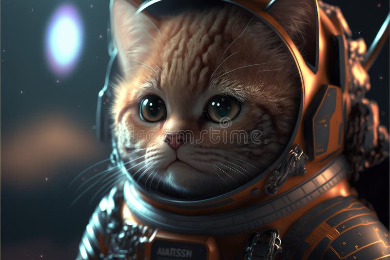 Astronaut Cat Floating in Space with Stars and Galaxy Background Stock Photo Image of solar