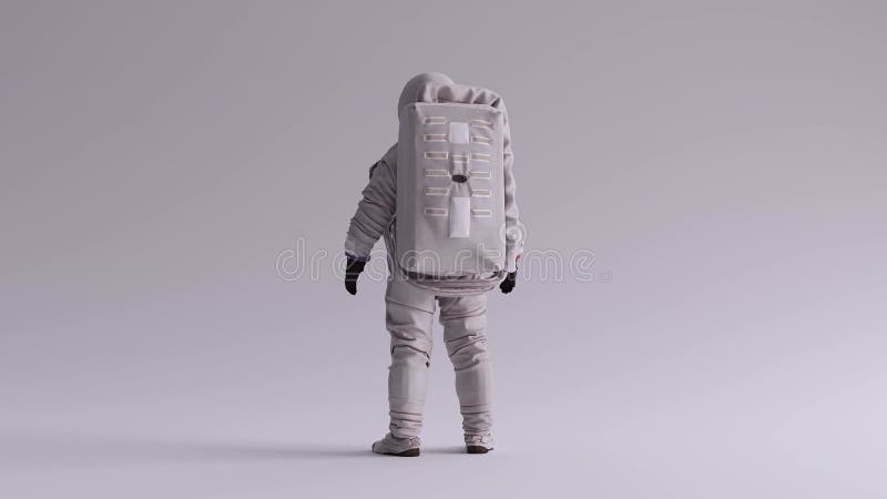 Astronaut cu vedere aurie și costum spațial alb cu fond gri deschis, cu iluminare laterală difuză neutră 360 royalty free illustration