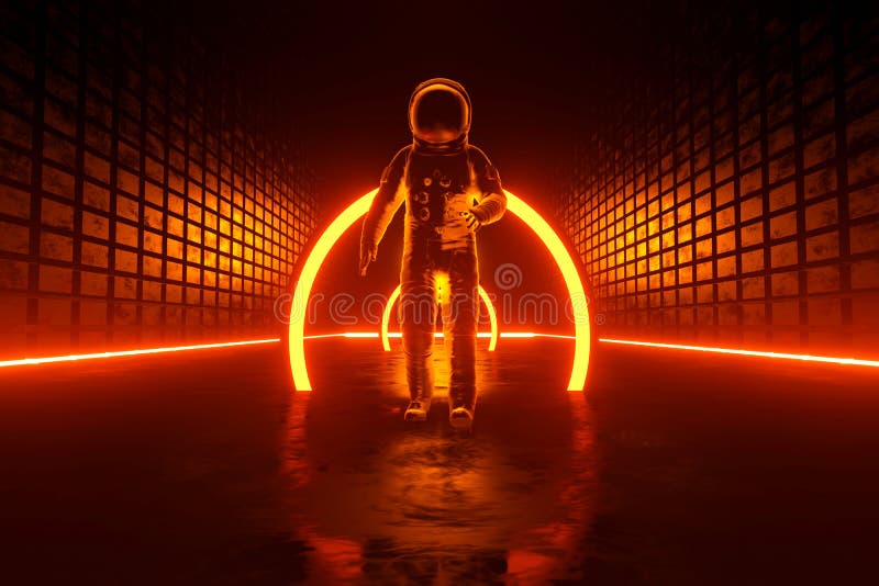 A Astronaut discovering a strange Alien building royalty free illustration A Astronaut discovering a strange Alien building royalty free illustration