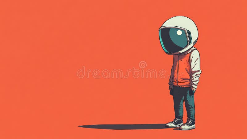 Astronaut erforscht in minimalistischem Stil lizenzfreies stockbild