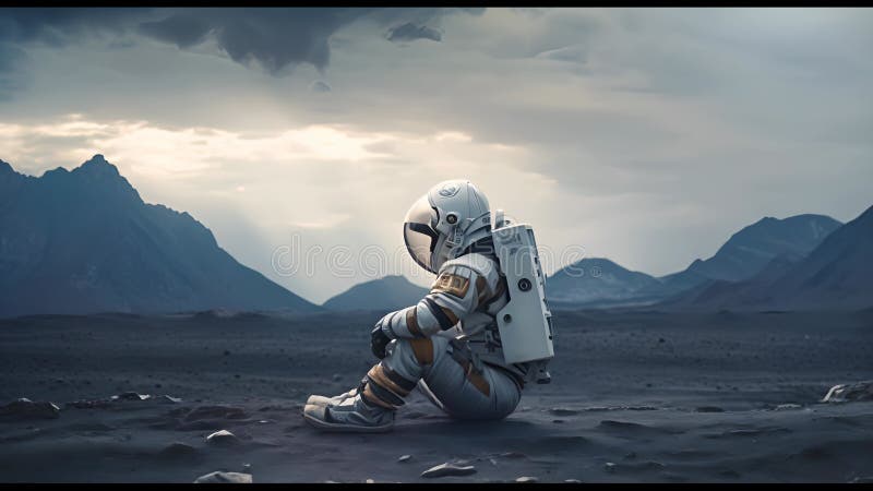 Astronauți explorând o exoplanetă. colonist scifi în costum spațial merge pe suprafața altei planete. oameni în spațiu vector illustration